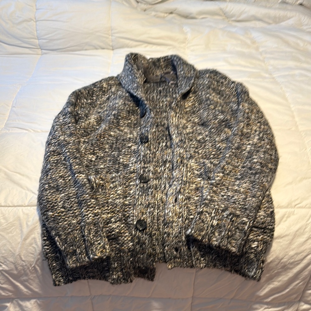 Gray Knit Cardigan Sweater